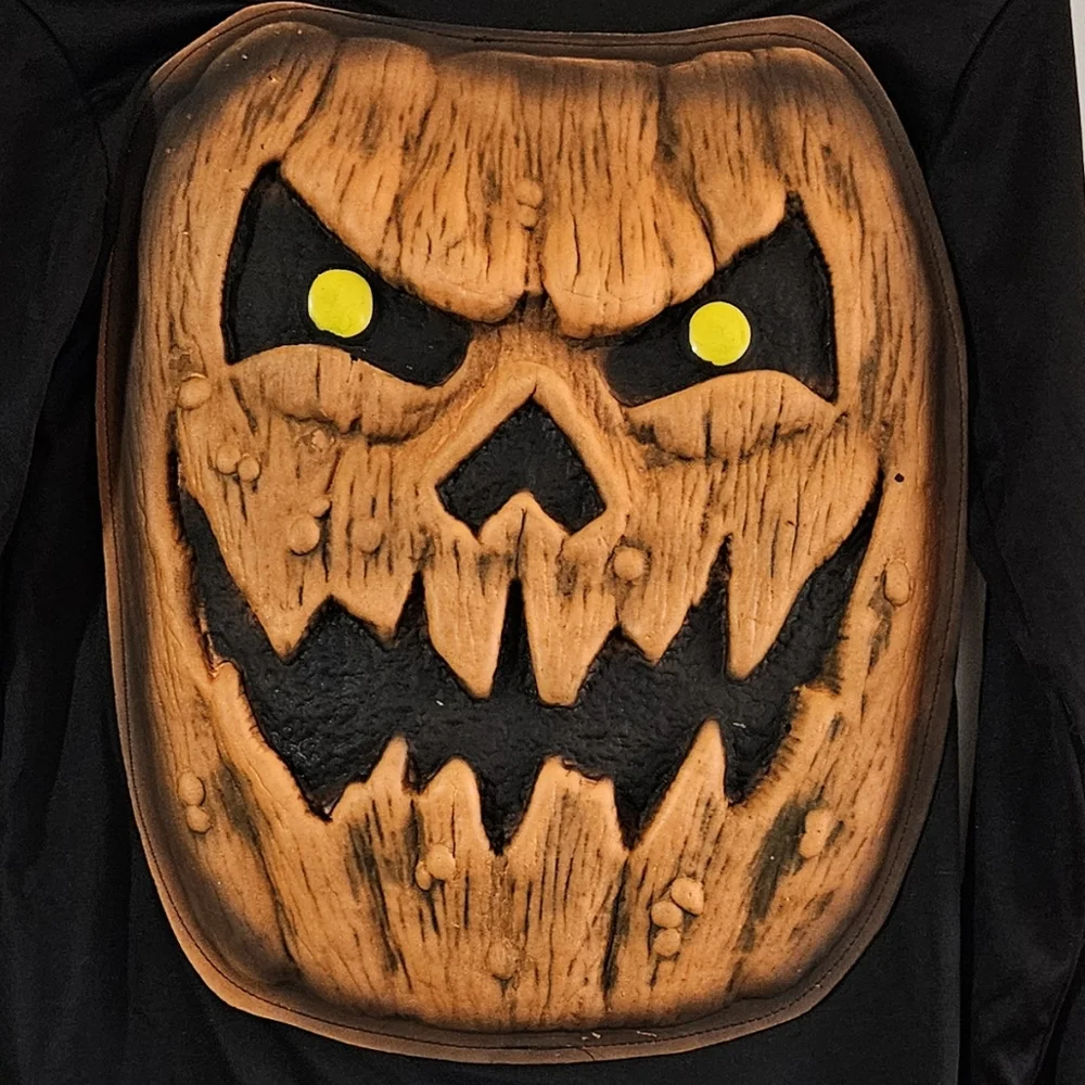 Kids Child's Halloween Costume Scary Pumpkin Gown M One Piece Jack O'Lantern